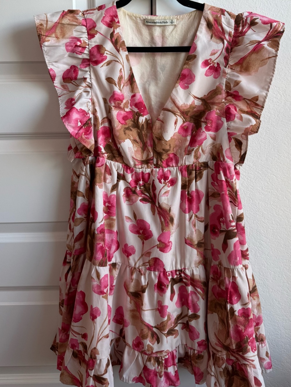 Abercrombie Flutter sleeve floral mini dress tiered skirt